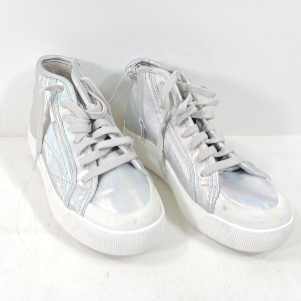 Dr. Scholl's Time Off HI2 Silver Iridescent High Top Platform Sneakers 6.5M
